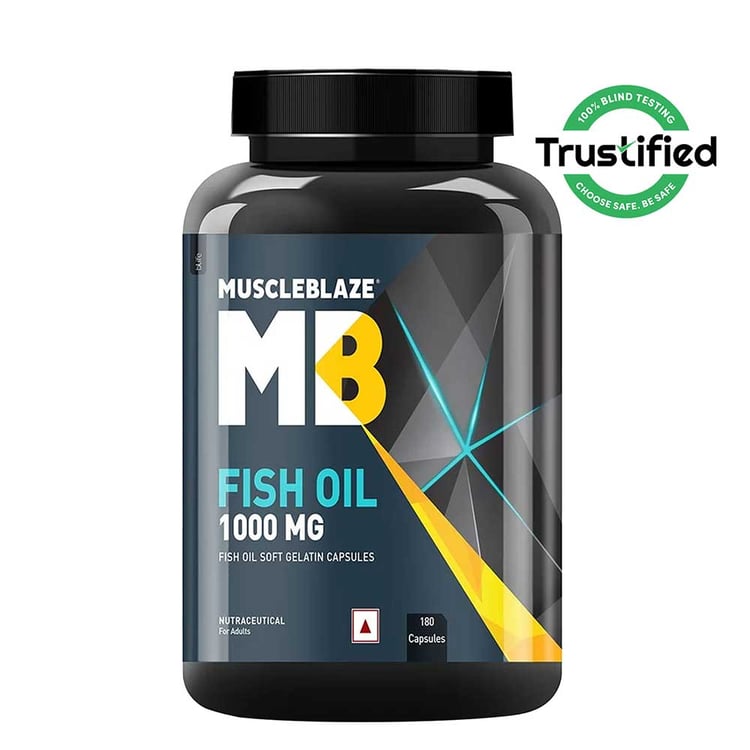 MuscleBlaze Omega 3 Fish Oil 1000mg (180mg EPA, 120mg DHA)