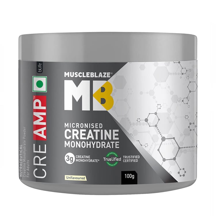 MuscleBlaze Creatine Monohydrate CreAMP, Unflavoured 100g